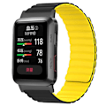 Miniatyrbillede 3 af 3: For Huawei Watch D Magnetisk Justerbar Silikone+Metal Rem Black Yellow