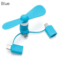 Pikkukuva 1 / 5: 3 in 1 Travel Kannettava matkapuhelin Mini Tuuletin Jäähdytysjäähdytin Android Type-c Micro USB C Ipad Iphone 5 6 6s 7 Plus 8 X Xs blue