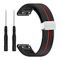 Pikkukuva 2 / 5: Hopeinen solki silikoniranneke 26mm ranneke Garmin Tactix 7 Pro / Fenix 7x/6x/6x Pro/5x Plus Black Red