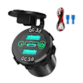 Pikkukuva 1 / 5: Dc12-24v Auton Nopea Latauspistorasia 18w Pd & Kaksois Qc3.0 Virtalähde Usb-Pistorasia Green Lighting