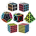 Pikkukuva 2 / 5: Hiilikuitu Tarra Rubikin Kuutio Sarja, Sopiva, Vinot Pyörivät Rubikin Kuutiot 5-Osainen Sarja