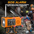 Miniatyrbild 3 av 5: AM/FM/NOAA Soldriven Vevradio 2000mAh med Belysning och SOS-larm (Orange)