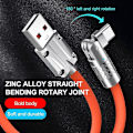 Miniatyrbild 2 av 5: 120cm USB C-kabel Roterande armbåge zinklegering till typ C snabbladdarkabel för Samsung för Huawei snabbladdare 120w 6a USB sladd Black Android