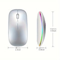 Miniatyrbilde 5 av 5: Trådløs RGB Ultratynn Mus, 2.4Ghz Oppladbar Bluetooth, Ergonomisk Design (Hvit)