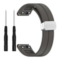 Pikkukuva 1 / 5: Silikoninen 26 mm taittuva hopeasolki ranneke Garmin Fenix 7x/7x Solar/tactix 7 Pro -kellolle Grey