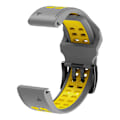 Miniatyrbilde 3 av 5: KLB-LWGJ-001 For Garmin Fenix 7 / 7 Pro Watch Band QuickFit 22mm Pustende Dobbel Rad Huller Rem Grey Yellow