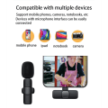 Pikkukuva 5 / 5: Mikrofonin kohinanvaimennus Langaton Lavalier Mic Live-tallennusvlogi puhelimen Ipad-kameralle Type C Interface