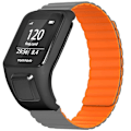 Pikkukuva 1 / 2: Silikoninen magneettinen ranneke TomTom Runner 2 / 3 / Spark / Adventurer -kellolle, kotelolla Grey Orange