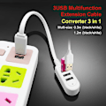 Miniatyrbild 2 av 5: Ryra 3usb Port Hub Universal 3a Laddare Converter Extension Mini USB Dockningsstation USB Hub Digital Datakabel För Dator 30cm white