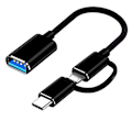 Pikkukuva 1 / 5: 2 in 1 USB 3.0 OTG-sovitinkaapeli Type-C Micro-USB - USB 3.0 -liitäntämuunnin matkapuhelimen latauskaapelille - Musta