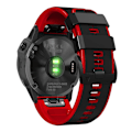 Miniatyrbillede 1 af 5: Til Garmin Descent G1/Fenix 7/Fenix 6 Pro/Fenix 5 Plus Dual Color Silikonurrem Smart Watch Rem 22mm Black Red