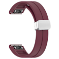 Miniatyrbillede 5 af 5: Silikone 26mm folde spænde urrem til Garmin Fenix 7x/7x Solar/tactix 7 Pro Wine Red