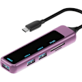 Pikkukuva 1 / 3: Usb C Hub Multiporttisovitin, 5 in 1 Usb Type-C - Usb Tf/Sd, Violetti