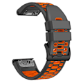 Miniatyrbillede 2 af 5: For Garmin Fenix 7/ 7 Pro silikoneurrem 22mm dobbelt farve rem med 3 rækker huller Charcoal Grey Orange