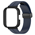 Miniatyrbilde 2 av 3: Svart magnetisk spenne silikon armbånd for Xiaomi Redmi Watch 3 klokkebånd med klokkeetui Midnight Blue