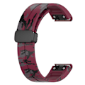 Miniatyrbilde 4 av 5: 26mm Silikonrem Svart Spänne Klockarmband För Garmin Tactix 7 Pro / Fenix 7x/6x/6x Pro/5x Plus Camo Wine Red