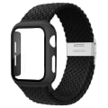 Miniatyrbillede 1 af 5: Flettet solo-løkke til Apple Watch-bånd 44 mm 40 mm 45 mm 41 mm 42 mm 38 mm urkasse+rem Nylon elastisk armbånd Iwatch Serie 3 5 6 Se 7 8 42mm series 321 Black