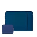 Laptopfodral Mjuk Vadderad Dragkedja med Framficka & Tillbehörsficka Navy 15 Inch