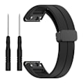 Miniatyrbillede 1 af 5: Silikoneurrem 26mm Foldbar Sort Spænde Rem Til Garmin Fenix 7x/7x Solar/tactix 7 Pro Black