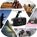 Pikkukuva 4 / 4: Aurinkokäyttöinen käsikampi-radio 6000Mah Led-taskulampulla, Am Fm Noaa -sääradio (musta)