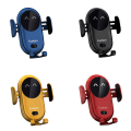 Miniatyrbilde 2 av 5: Automatisk bil trådløs lader Biltelefonholder Auto trådløs ladebrakett Intelligent infrarød sensor Red