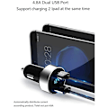 Miniatyrbillede 2 af 5: Dobbelt USB-biloplader, 4,8A udgang, billaderadapter, -Lighter spændingsmåler til ,,,LG, osv., sølv