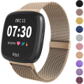 Miniatyrbillede 1 af 5: Metal Justerbar Udskiftningsarmbånd Magnetiske Bånd Kompatible Med Fitbit Versa/versa 2/versa Lite/se, Multi-farve Champagne Gold Small