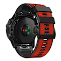 Miniatyrbillede 1 af 5: For Garmin Tactix 7 Pro/Fenix 7X/Fenix 6X Pro silikone urrem udskiftning dual farve smart watch rem 26mm Red Black