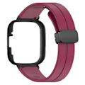 Miniatyrbillede 3 af 3: Sort magnetisk spænde silikone urrem til Xiaomi Redmi Watch 3 urrem med urkasse Wine Red