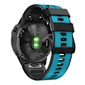 Miniatyrbillede 1 af 5: Til Garmin Descent G1/Fenix 7/Fenix 6 Pro/Fenix 5 Plus Dual Color Silikonurrem Smart Watch Band 22mm Sky Blue Black