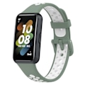 Miniatyrbillede 1 af 4: Åndbar silikoneurrem til Huawei Band 7 / 7 NFC Light Green White