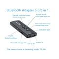 Miniatyrbillede 4 af 5: USB Bluetooth 5.0 Dongle Adapter til PC, 3 i 1 Bluetooth Transmitter Receiver/3.5mm Trådløs Lydadapter,