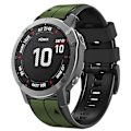 Miniatyrbild 2 av 5: Silikonarmband för Garmin Tactix 7 Pro/Fenix 7X/Fenix 6X Pro, 26 mm, ersättning för smartklocka med dubbla färger Army Green Black
