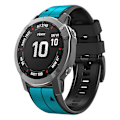 Miniatyrbillede 2 af 5: Til Garmin Descent G1/Fenix 7/Fenix 6 Pro/Fenix 5 Plus Dual Color Silikonurrem Smart Watch Band 22mm Sky Blue Black