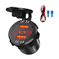 Miniatyrbilde 1 av 5: Dc12-24v Bil Rask Lading Socket 18w Pd & Dual Qc3.0 Strømkontakt Usb-kontakt Red Lighting