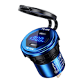 Pikkukuva 1 / 5: Metal 90w Dual Type C Usb C Pd Fast Car Charger With Voltage/power Display Blue 4