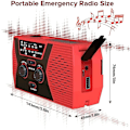 Miniatyrbild 4 av 5: Am/Fm/Noaa Solardriven Radio Med Handvev, Med Sos-Larm, 2000Mah (Röd)