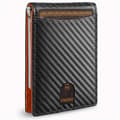 Rfid-blockerande Bifold Plånbok, Slim Card Clip (Kolfibertextur Svart Orange)
