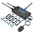 Pikkukuva 1 / 3: 4-porttinen Hdmi-Kvm-kytkin ohjauksella, Mt-hk04 USB -Kvm-kytkin 4 kpl 4k 2k @ 30hz 2-in-1 Kvm-kaapelit (musta)