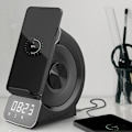 Miniatyrbild 3 av 5: Trådlös laddningsstativ Bluetooth-ljudklocka för 13 12/Galaxy Z Snabb trådlös laddare Universell smartphone(Grå)
