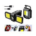 Pikkukuva 1 / 4: Enhance 2 kpl Cob Avaimenperä Työvalo 5 Tilaa 90° Taitettava Lamppu 1000 Lumenia Ladattava Mini Taskulamppu Magneetilla