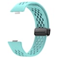 Miniatyrbild 2 av 3: För Huawei Watch Fit 3 Silikonklockarmband ihålig rem med magnetiskt fällbart spänne Teal