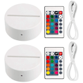 Miniatyrbilde 1 av 5: 2-pakning 3D natt LED-lyspærebase + fjernkontroll + USB-kabel, 16 farger4721 white