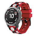 Miniatyrbillede 5 af 5: For Garmin Fenix 7/Descent G1/Epix Gen2 Silikone Urrem Fodboldmønster 22mm TPE Urrem Red