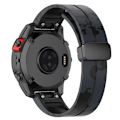 Miniatyrbild 1 av 5: Svart spänne 22mm kamouflage handledsrem armband för Garmin Fenix 7/ Forerunner 965/955/945/935 Camo Grey