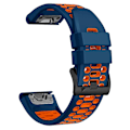 Miniatyrbillede 2 af 5: For Garmin Fenix 7/ 7 Pro silikoneurrem 22mm dobbelt farve rem med 3 rækker huller Sapphire Orange