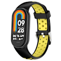 Miniatyrbild 3 av 5: Dubbelfärgat justerbart handledsband i silikon för Xiaomi Smart Band 8 Black Yellow