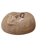 Miniatyrbild 3 av 4: Lazy Sofa Bean Bag Konstgjord päls Bean Bag Bönsoffa khaki 150cm*75cm