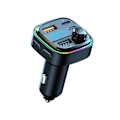 Pikkukuva 1 / 4: Bluetooth-sovitin Langaton Kaksois-USB Autolaturi Stereo MP3-soitin Värikkäät Valot FM-modulaattori Valkoinen