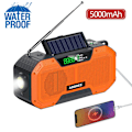 Miniatyrbild 1 av 11: Nödradio Solar Uppladdningsbar ficklampa Kompasslarm Multifunktionell bärbar utomhushögtalare orange [2000mA]